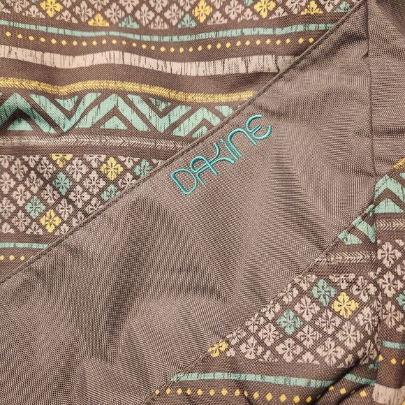 Dakine Layla Tote Bag Green Gray Print Zippered Closure Large 15" X 15" - Picture 3 of 6